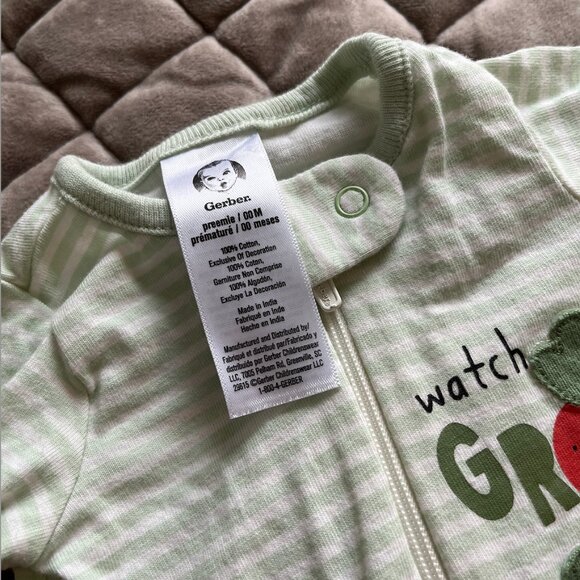 NWOT Gerber Baby Two Preemie Size Striped Footed Pajamas - Picture 4 of 4